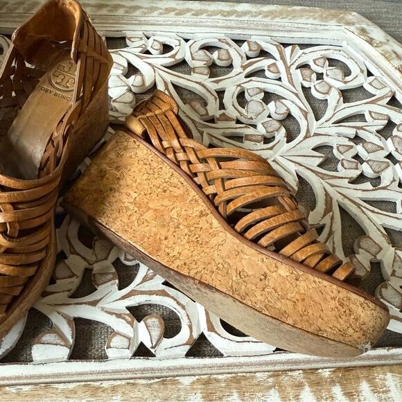 Tory Burch Leather Platform Wedge Heels Sandals Women’s 6 - Picture 9 of 12